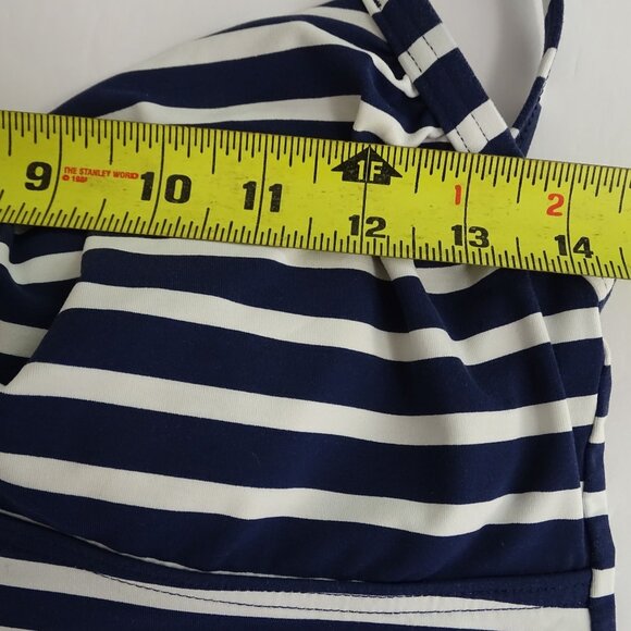 Lands End Blue Striped Tankini Swim Top Women Size 8 Built In Padded Bra - Picture 7 of 9